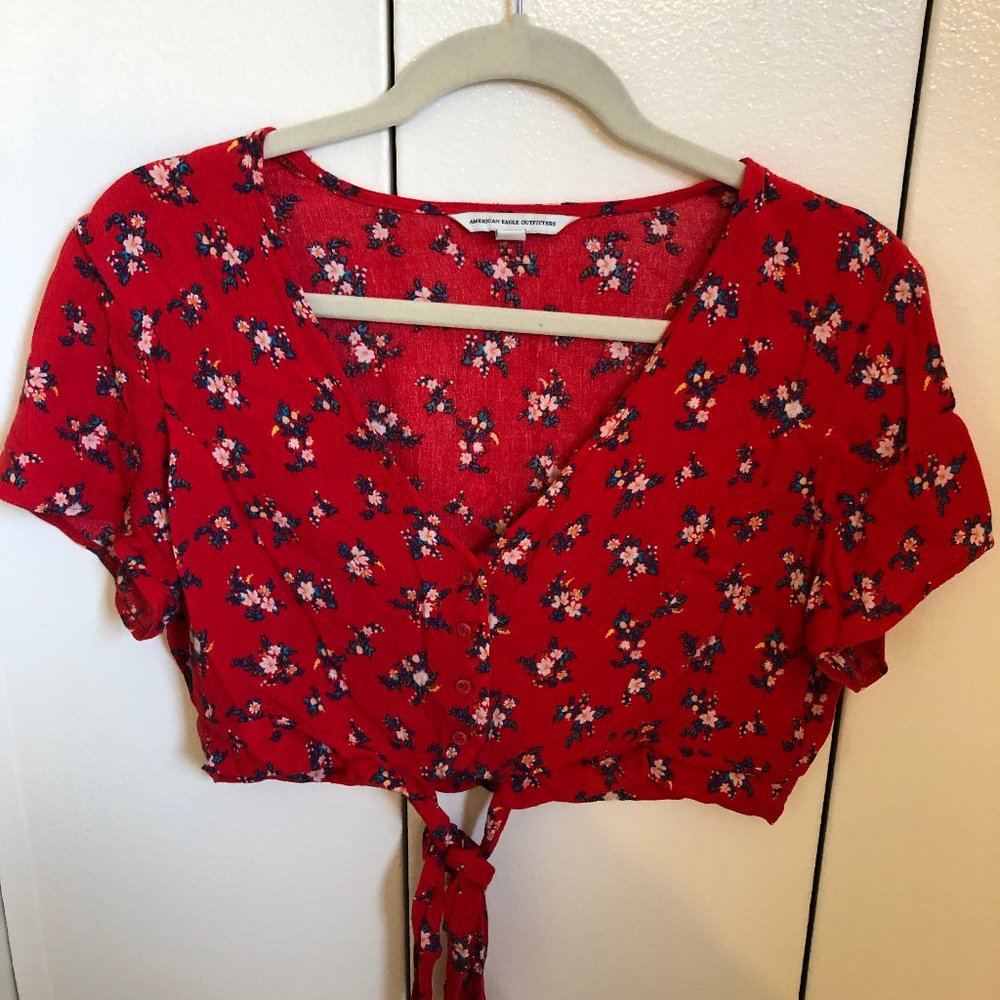 American Eagle Red Floral Set (Top)